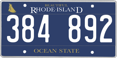 RI license plate 384892