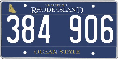 RI license plate 384906