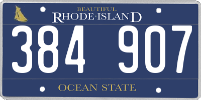 RI license plate 384907