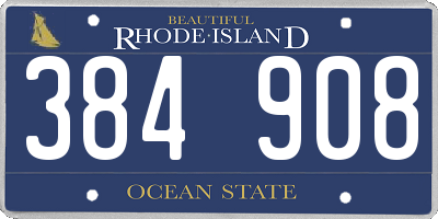 RI license plate 384908