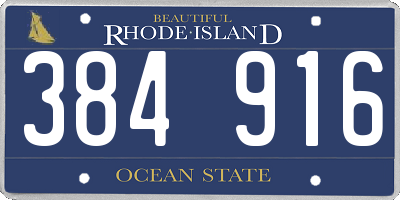 RI license plate 384916