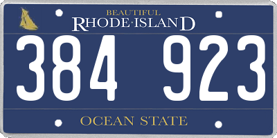 RI license plate 384923