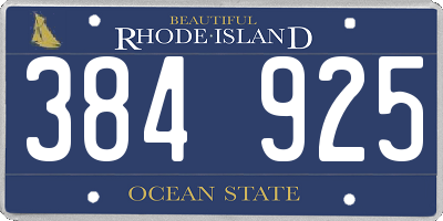 RI license plate 384925