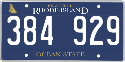 RI license plate 384929