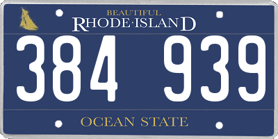 RI license plate 384939