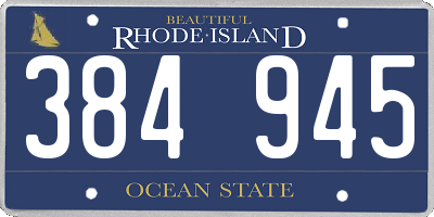 RI license plate 384945