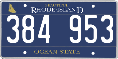 RI license plate 384953