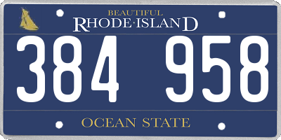 RI license plate 384958