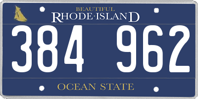 RI license plate 384962