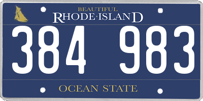 RI license plate 384983