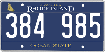 RI license plate 384985