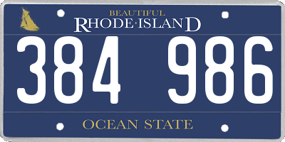 RI license plate 384986