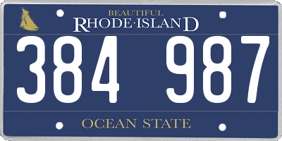 RI license plate 384987