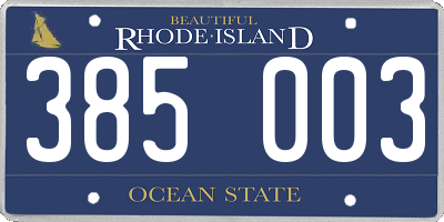 RI license plate 385003