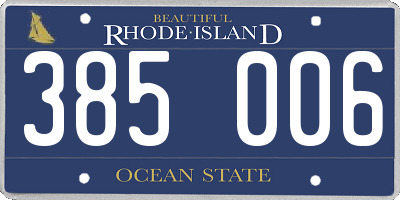 RI license plate 385006