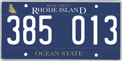 RI license plate 385013