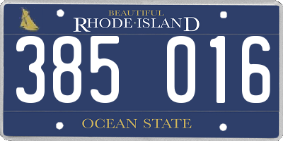 RI license plate 385016