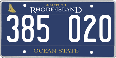 RI license plate 385020