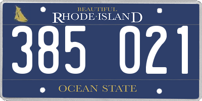 RI license plate 385021