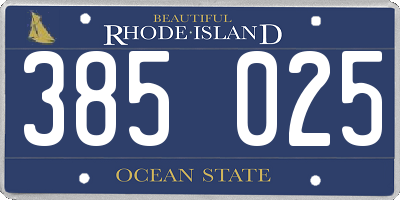 RI license plate 385025