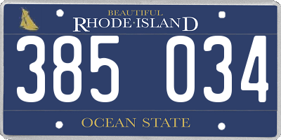 RI license plate 385034