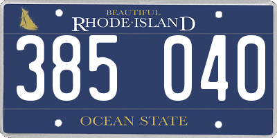 RI license plate 385040
