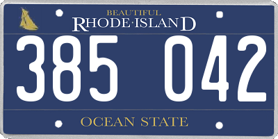 RI license plate 385042