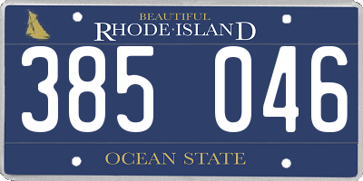 RI license plate 385046