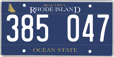 RI license plate 385047