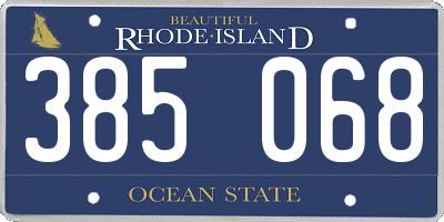 RI license plate 385068