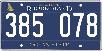 RI license plate 385078