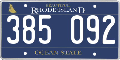 RI license plate 385092