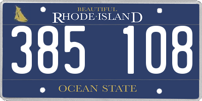 RI license plate 385108
