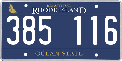 RI license plate 385116