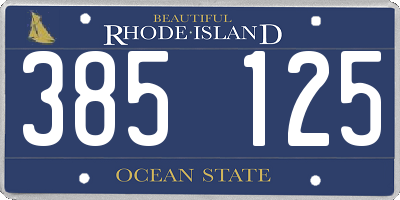 RI license plate 385125
