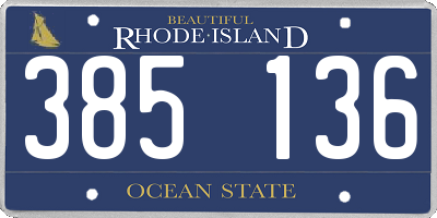 RI license plate 385136