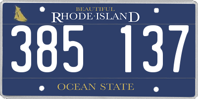 RI license plate 385137