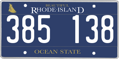 RI license plate 385138