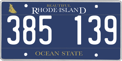 RI license plate 385139