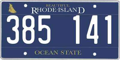 RI license plate 385141