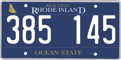 RI license plate 385145