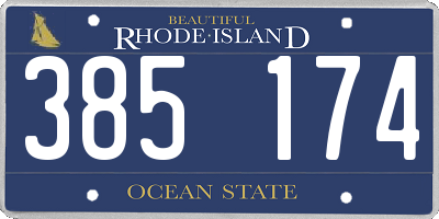 RI license plate 385174