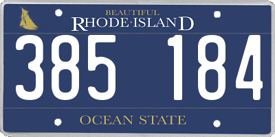RI license plate 385184