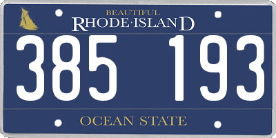 RI license plate 385193