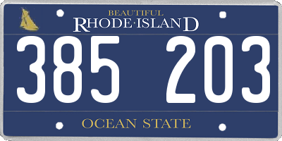 RI license plate 385203