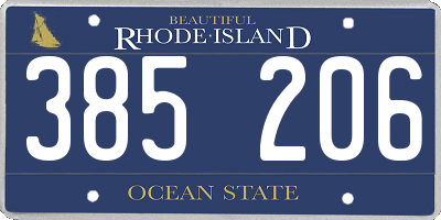 RI license plate 385206