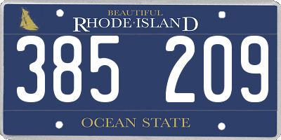 RI license plate 385209