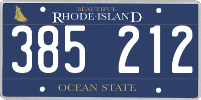 RI license plate 385212