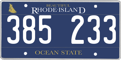RI license plate 385233