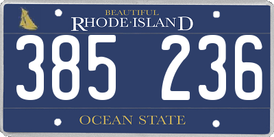 RI license plate 385236